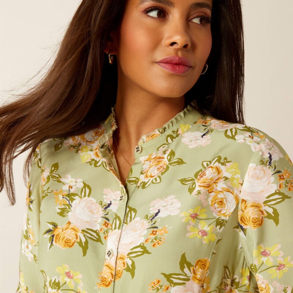 Floral Green Women's Top - Picture 3 of 13